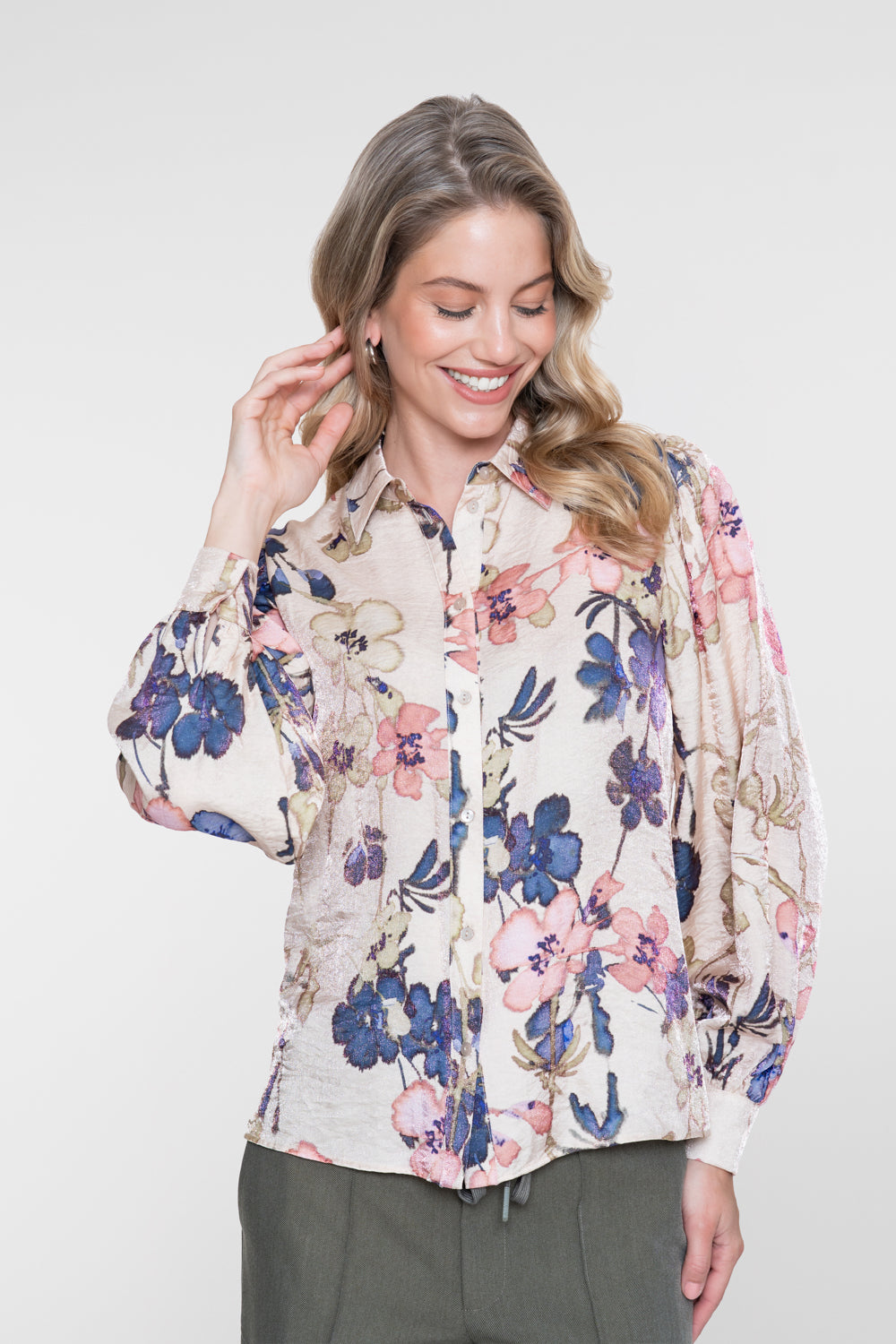 Geisha Bluse mit farbenfrohem floralem Print