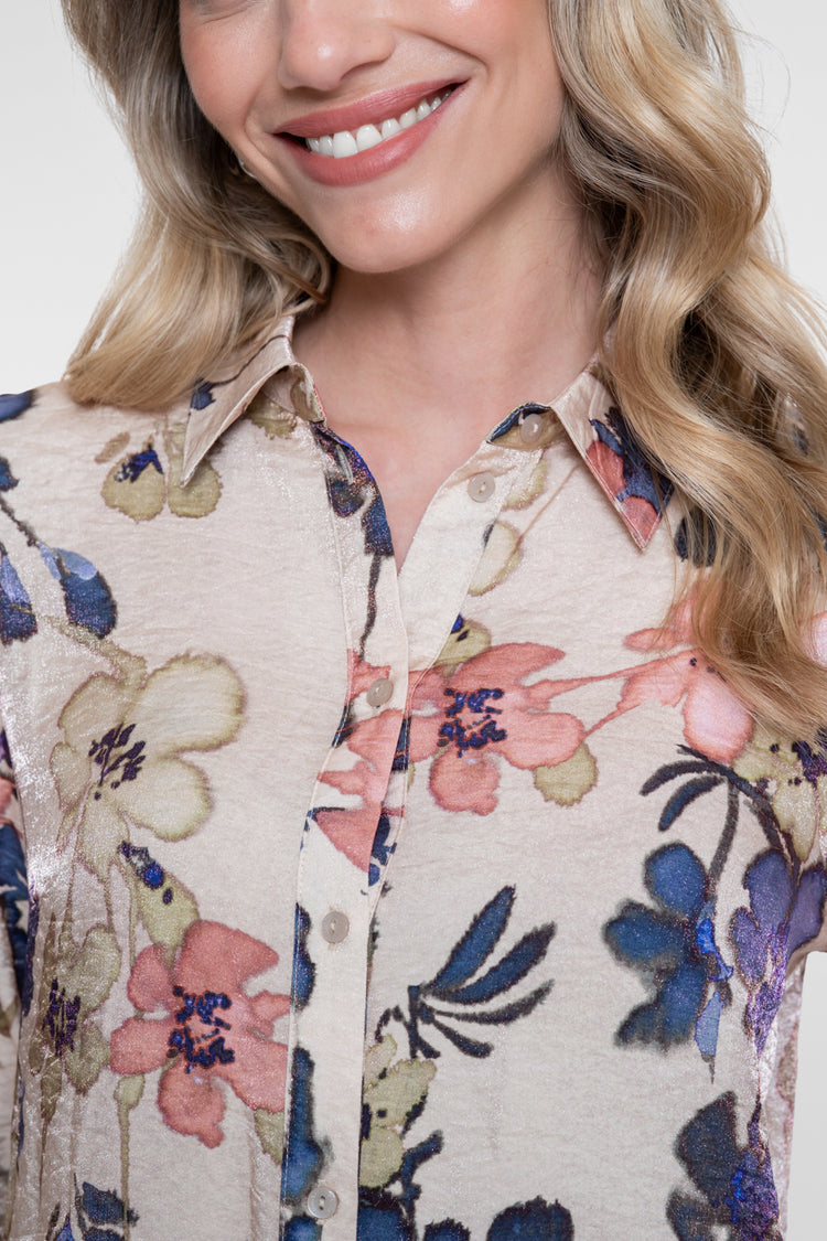 Geisha Bluse mit farbenfrohem floralem Print