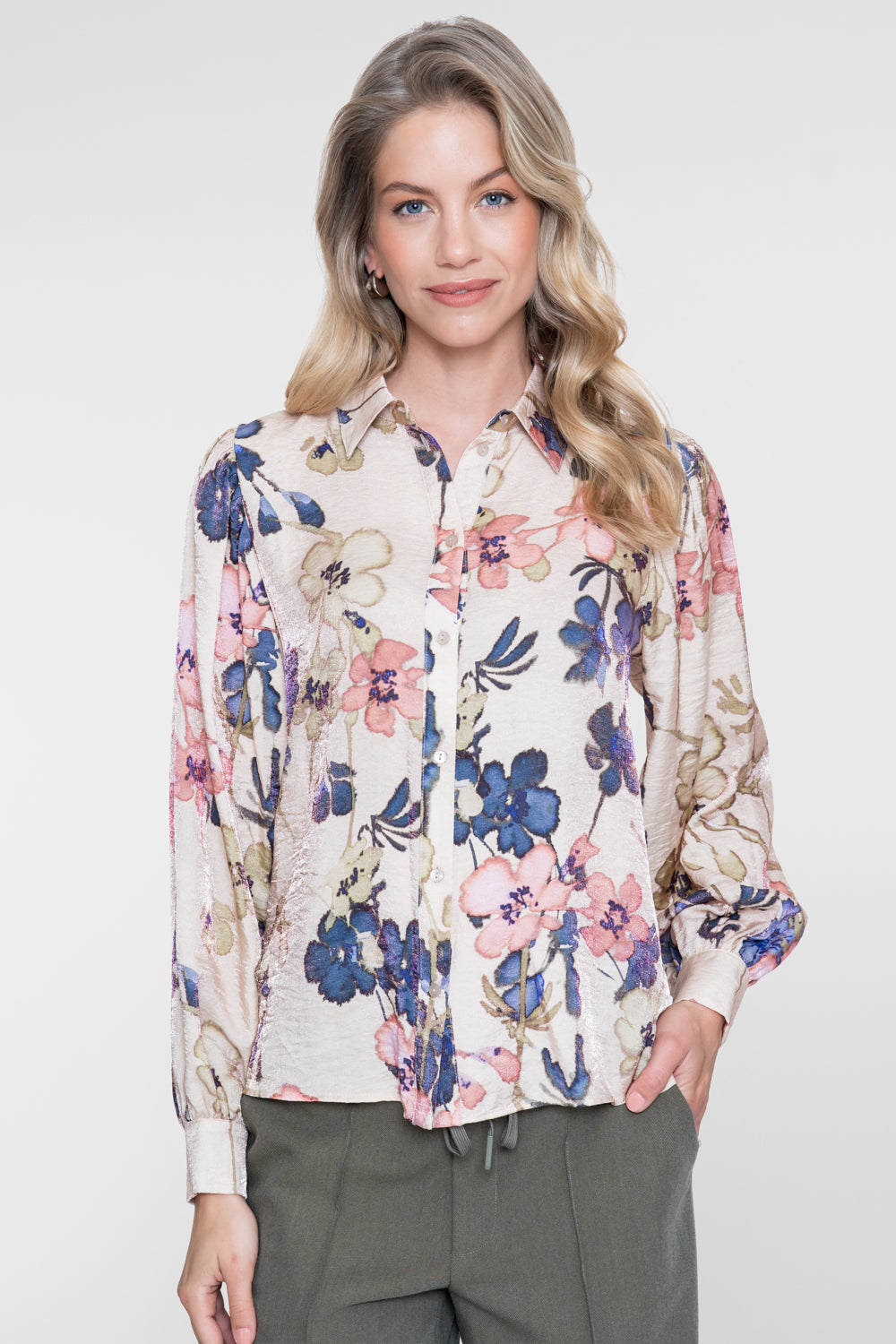 Geisha Bluse mit farbenfrohem floralem Print