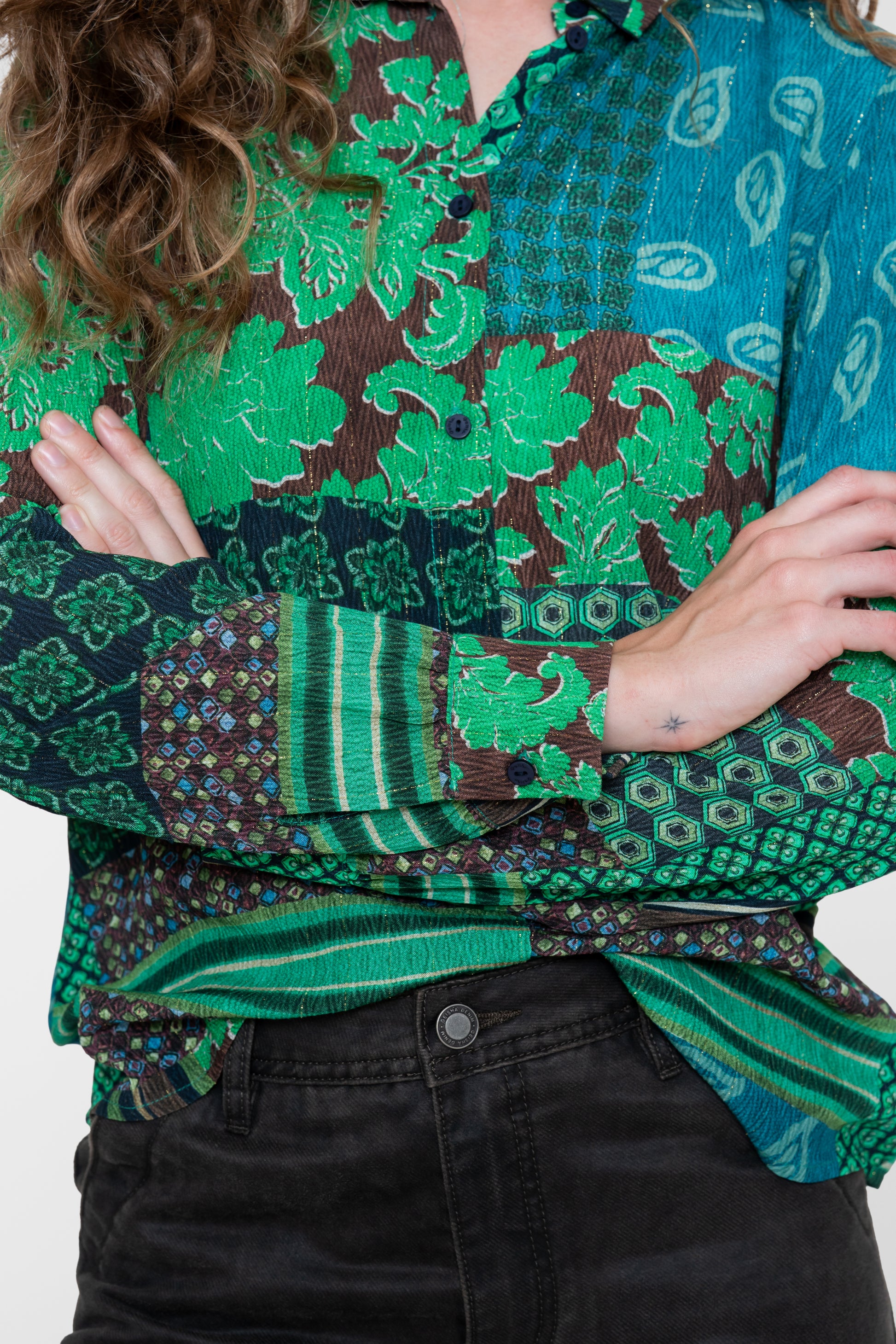 Geisha Bluse mit Patchworkprint