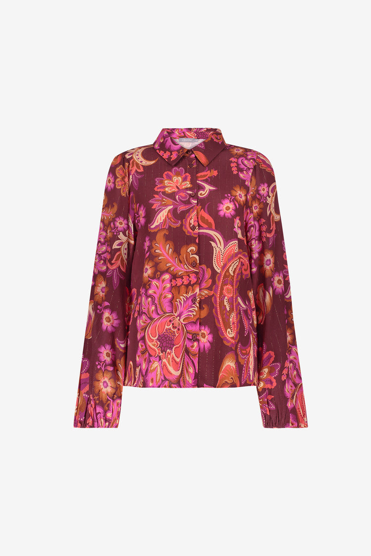Geisha Bluse mit Paisleyprint und Lurexdetails