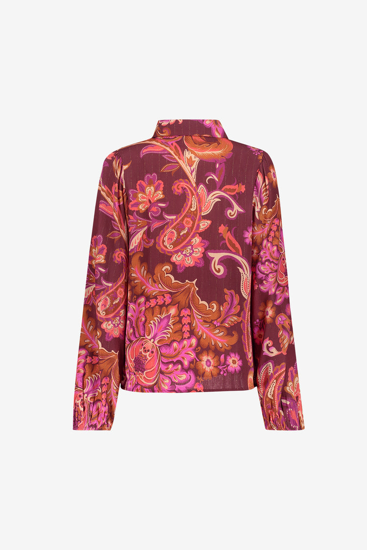 Geisha Bluse mit Paisleyprint und Lurexdetails