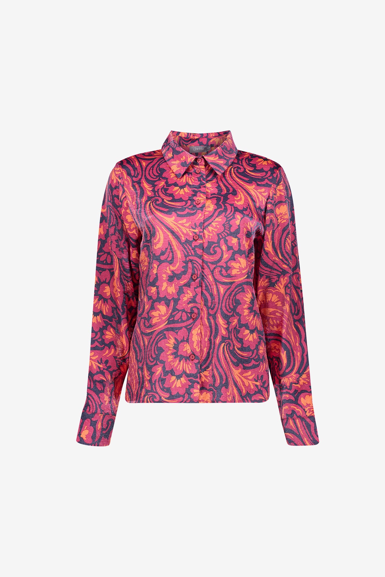 Geisha Bluse mit dekorativem Print und Glanz
