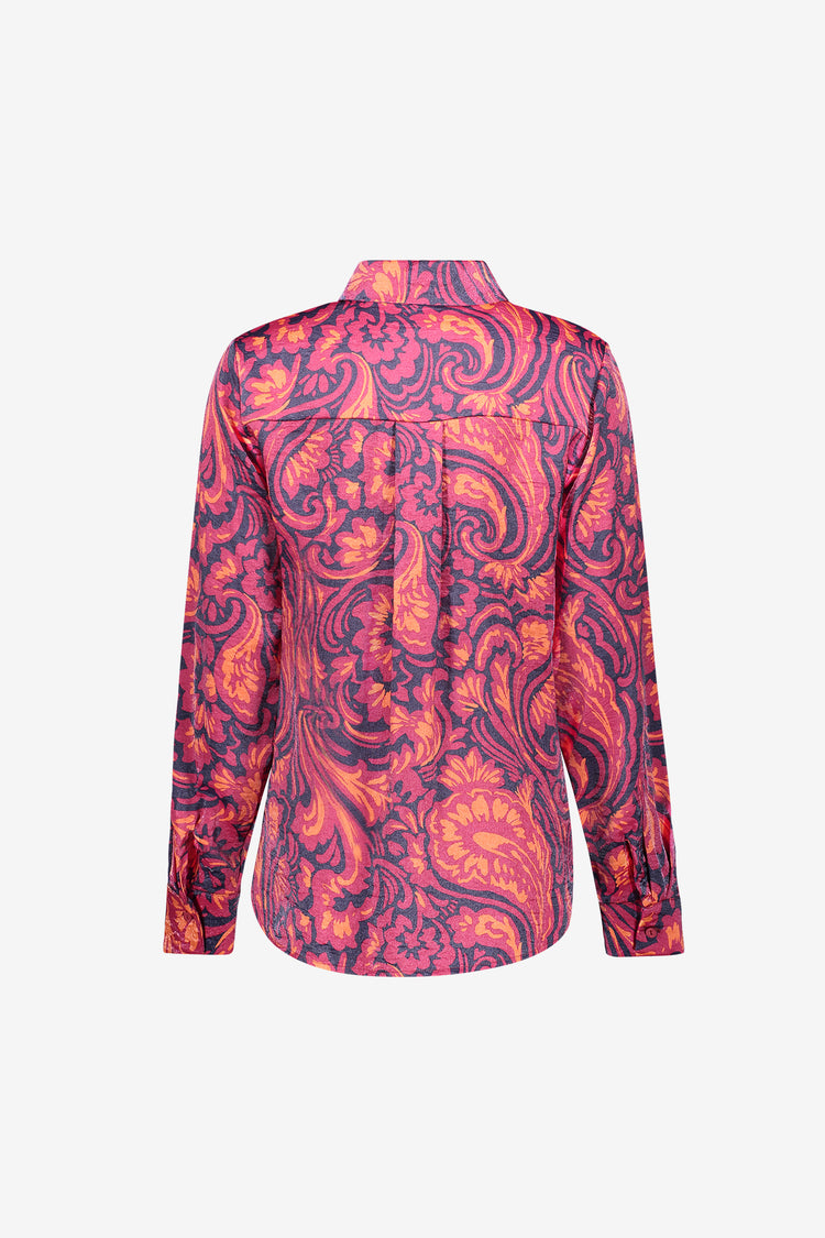 Geisha Bluse mit dekorativem Print und Glanz