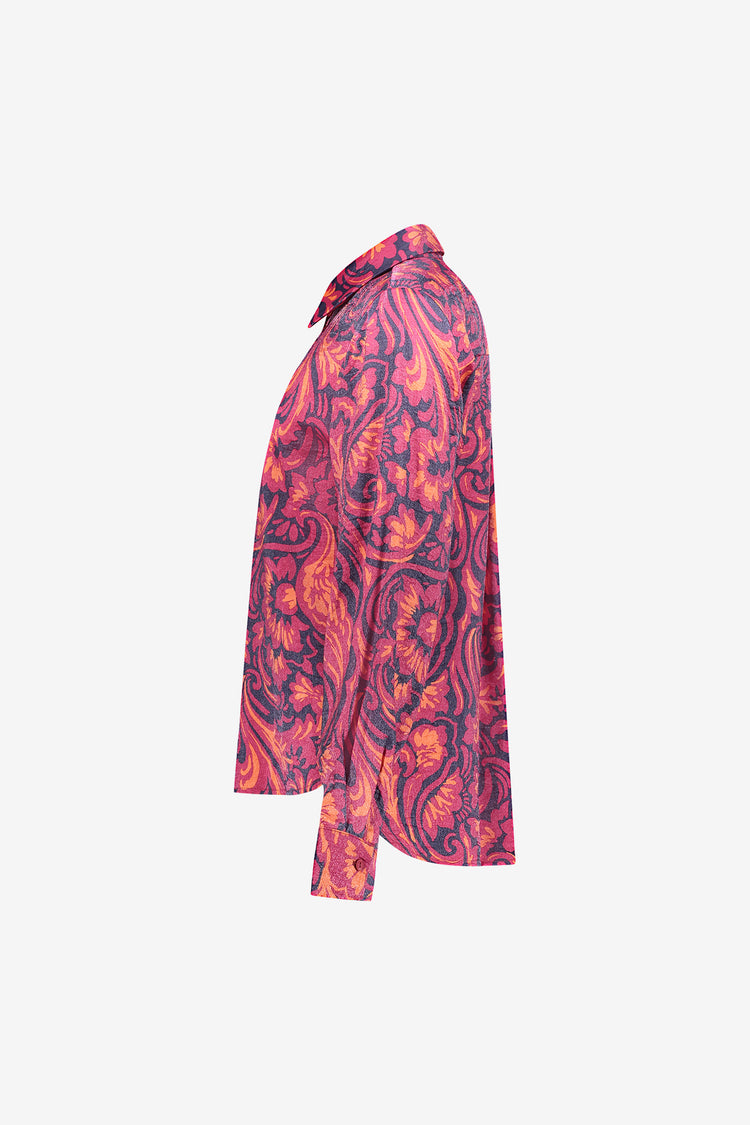 Geisha Bluse mit dekorativem Print und Glanz