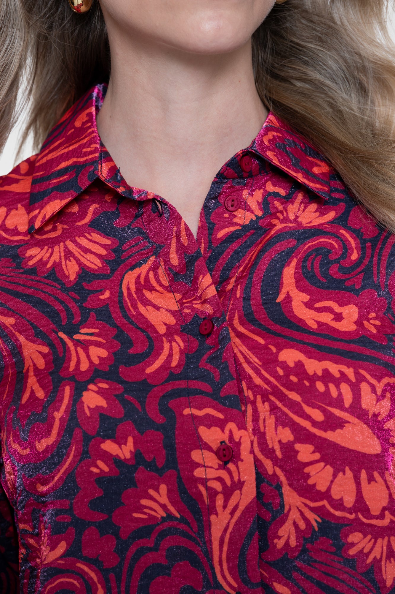 Geisha Bluse mit dekorativem Print und Glanz