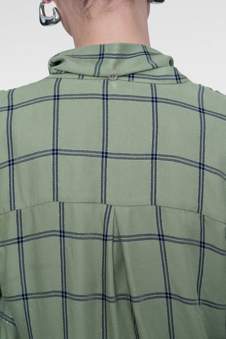 Geisha Bluse mit Schleifendetail und Karomuster