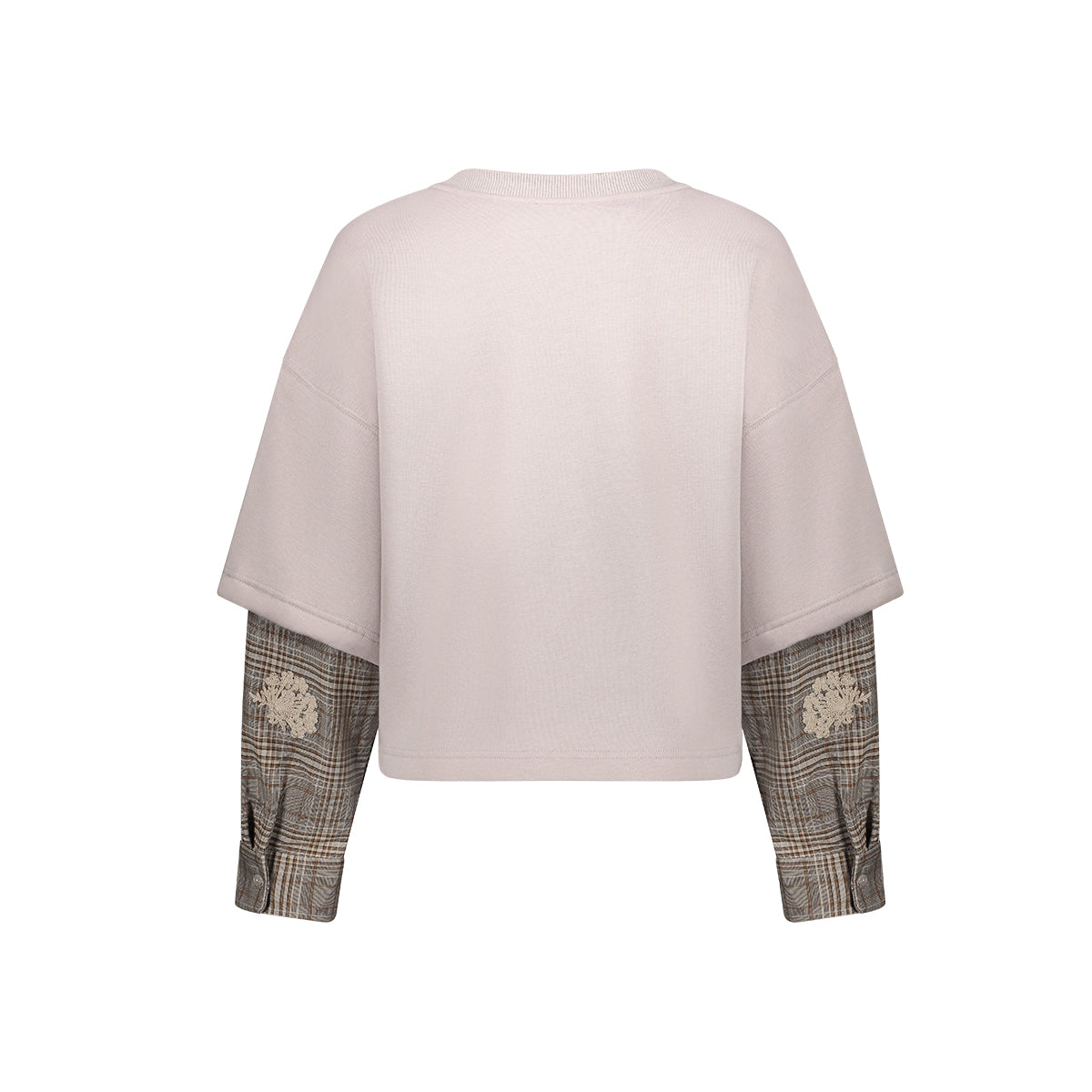 Geisha Damen Top im Lagenlook mit gestickten Blumendetails