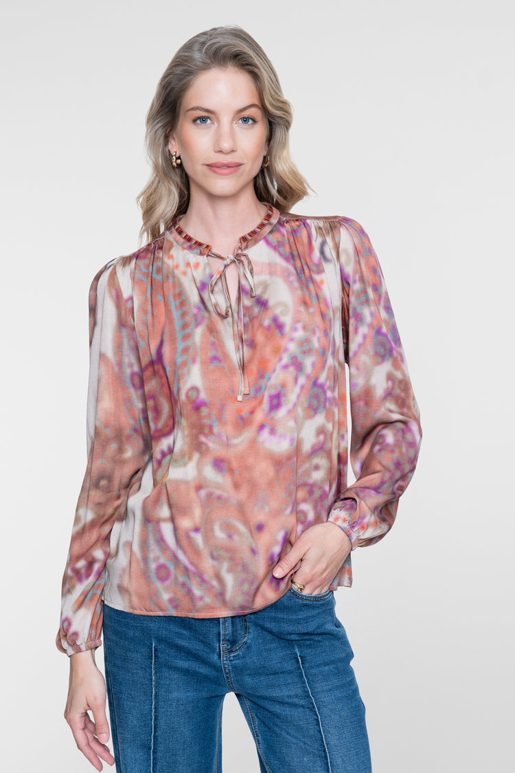 Geisha Viskosetop mit weichem Dessinprint