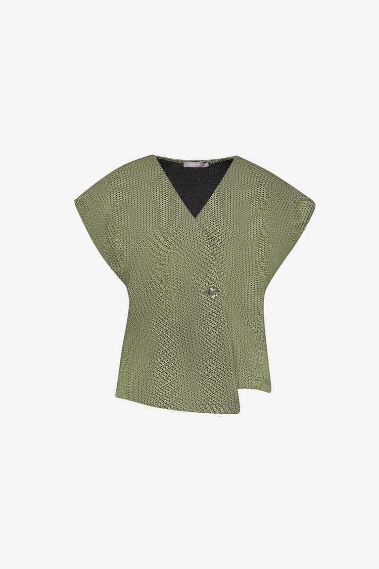 Geisha Top mit Wickeldetail und dezentem Lurexglanz
