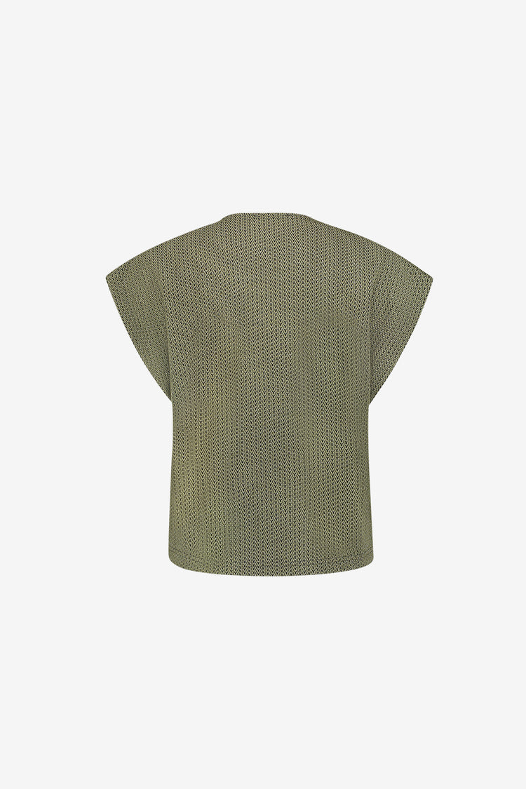 Geisha Top mit Wickeldetail und dezentem Lurexglanz