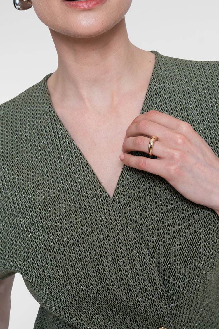 Geisha Top mit Wickeldetail und dezentem Lurexglanz
