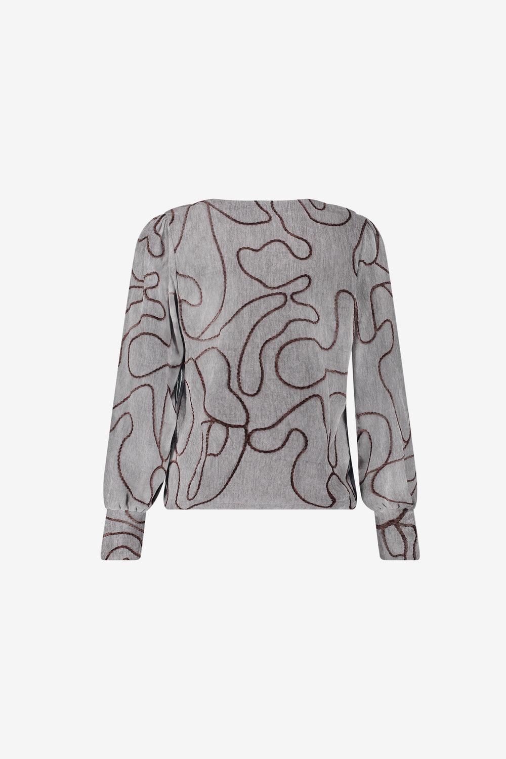 Geisha Top mit grafischem Linienprint und V-Ausschnitt