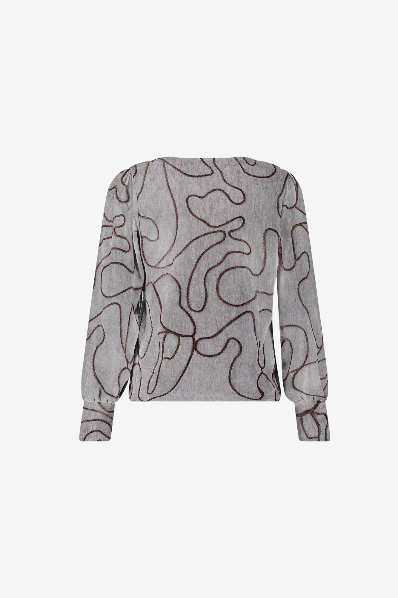 Geisha Top mit grafischem Linienprint und V-Ausschnitt