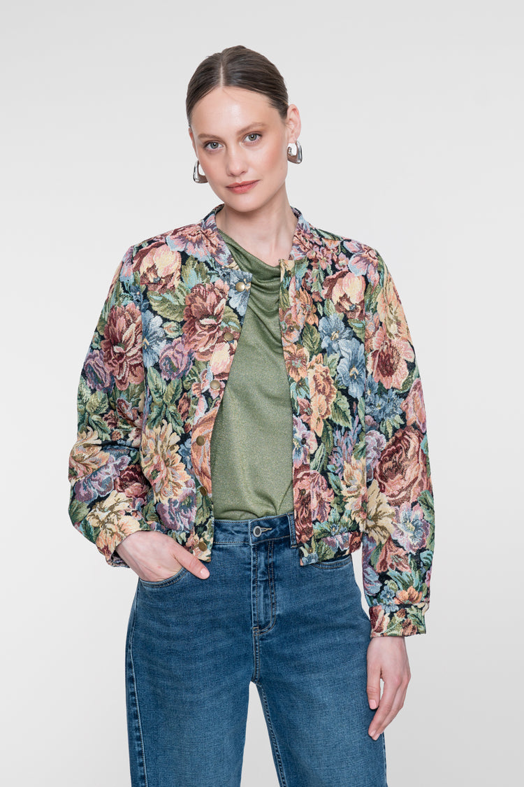 Geisha Jacquardjacke mit Blumenprint und dezentem Lurexglanz