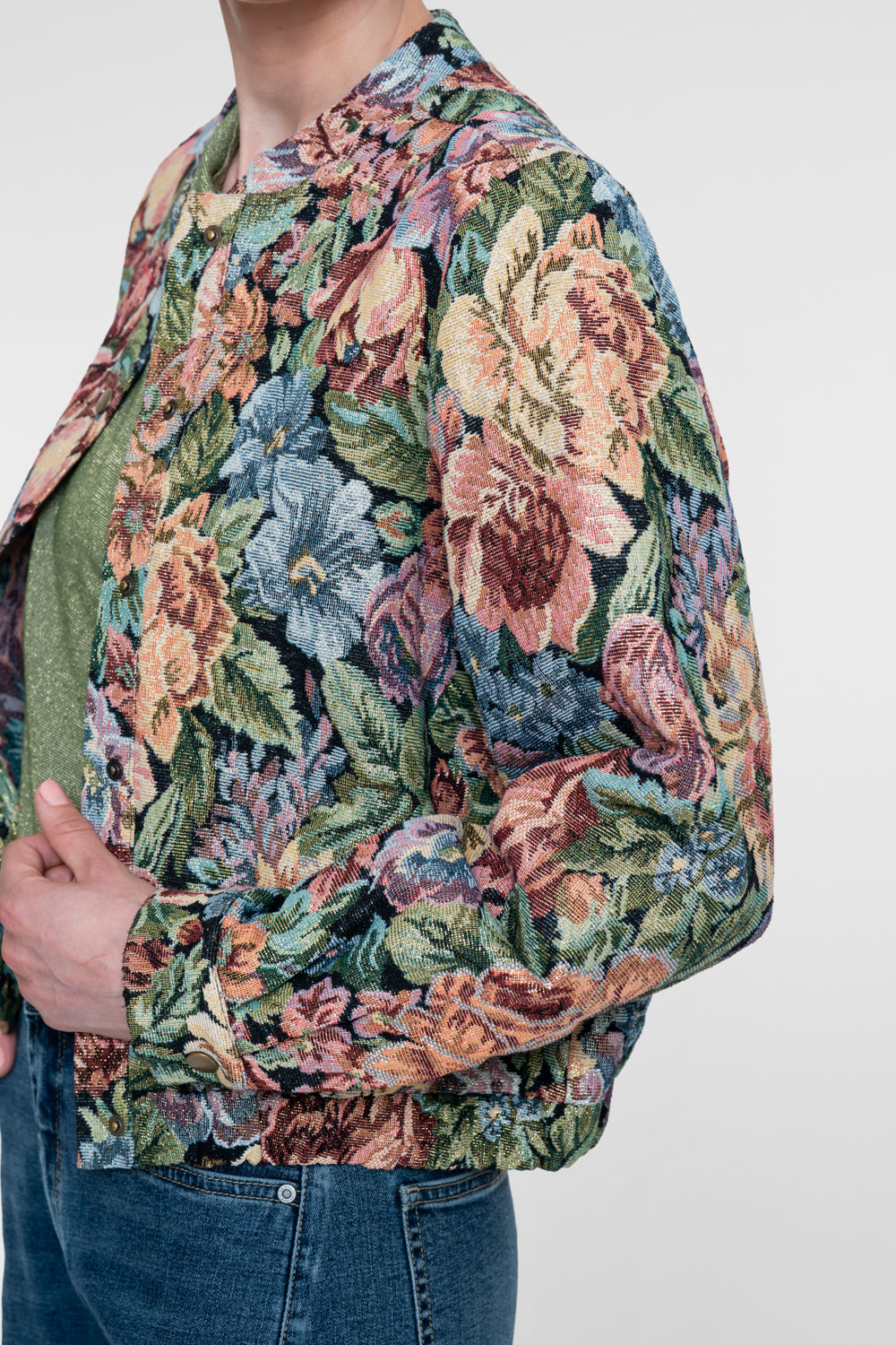 Geisha Jacquardjacke mit Blumenprint und dezentem Lurexglanz