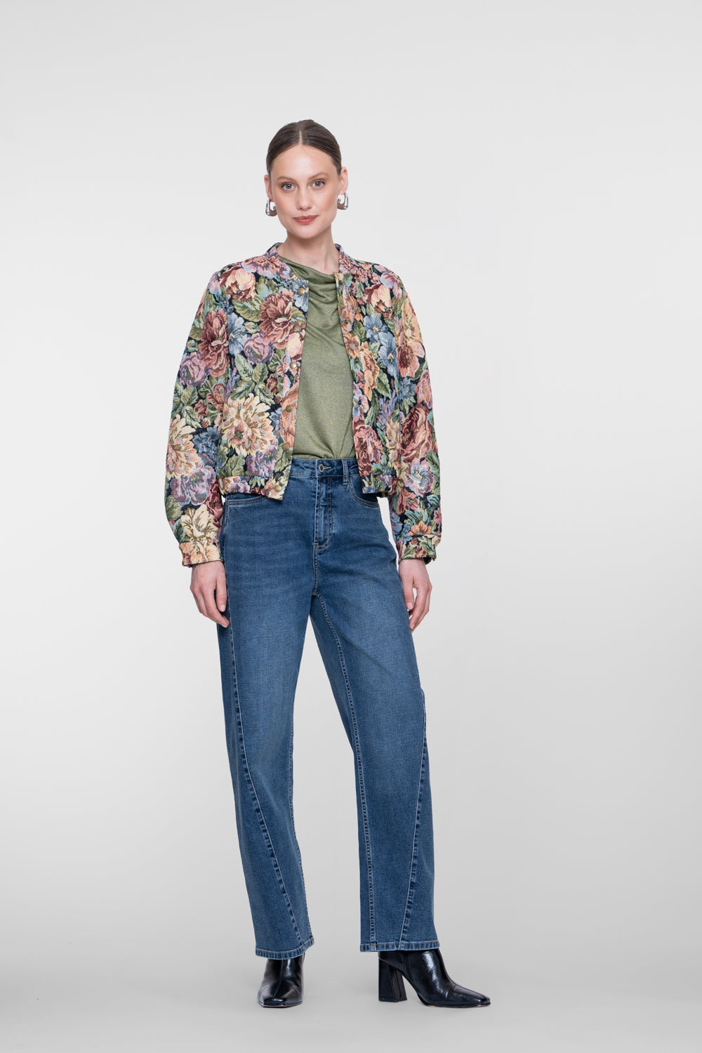 Geisha Jacquardjacke mit Blumenprint und dezentem Lurexglanz – Shop de look