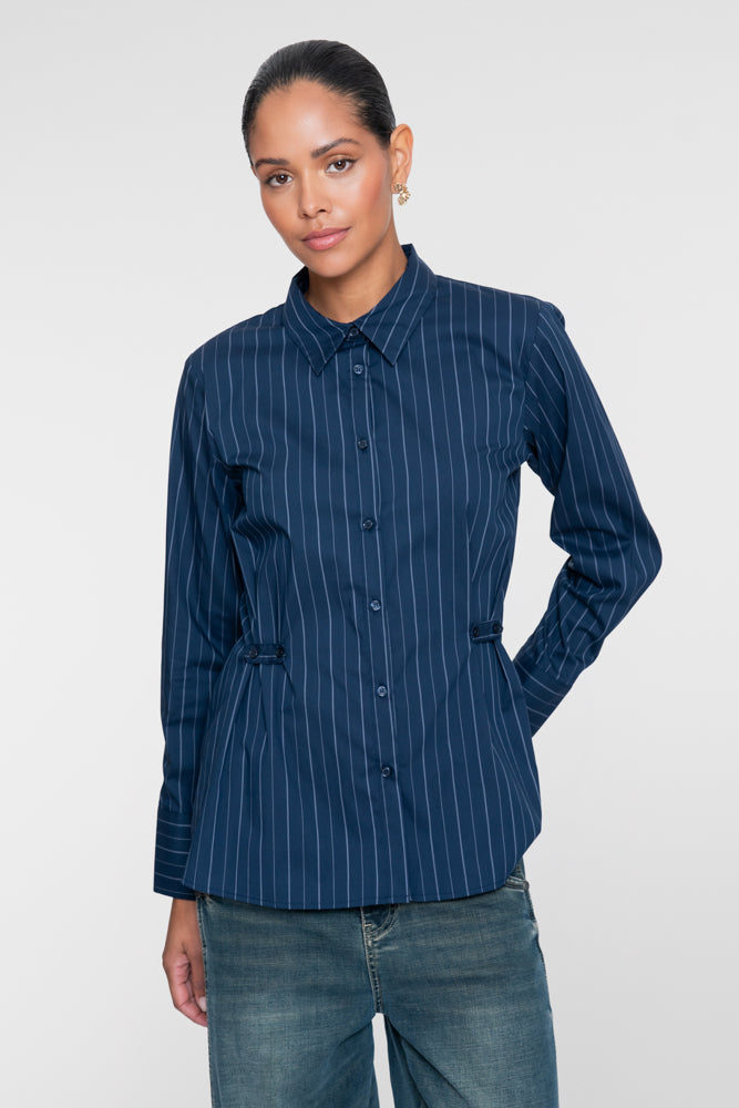 Geisha Damen Bluse mit Nadelstreifen und tailliertem Detail