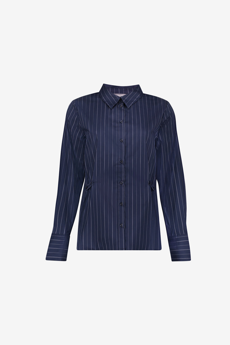 Geisha Damen Bluse mit Nadelstreifen und tailliertem Detail
