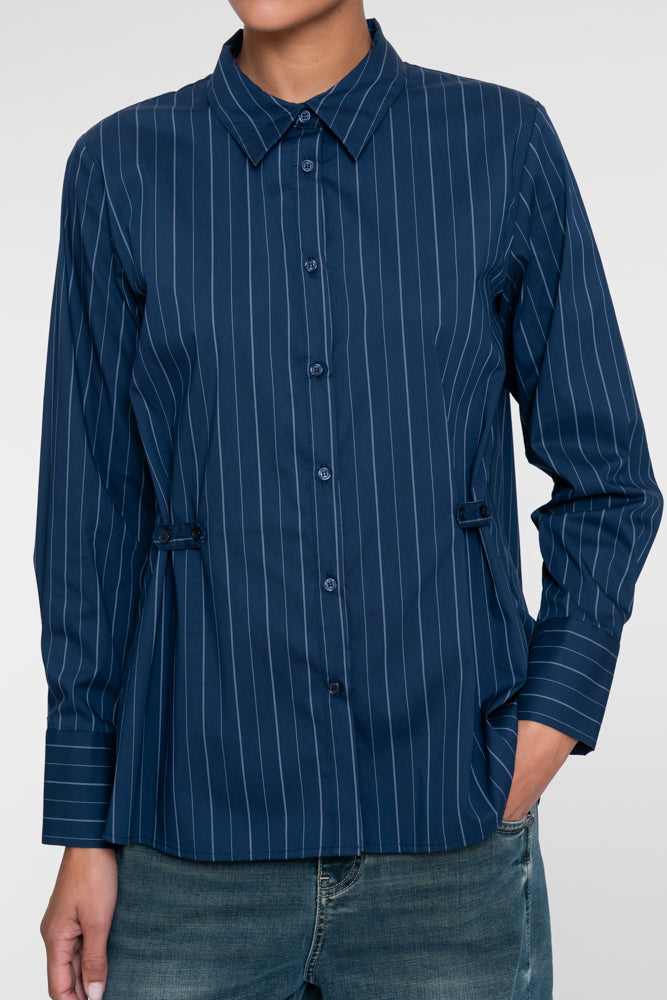Geisha Damen Bluse mit Nadelstreifen und tailliertem Detail