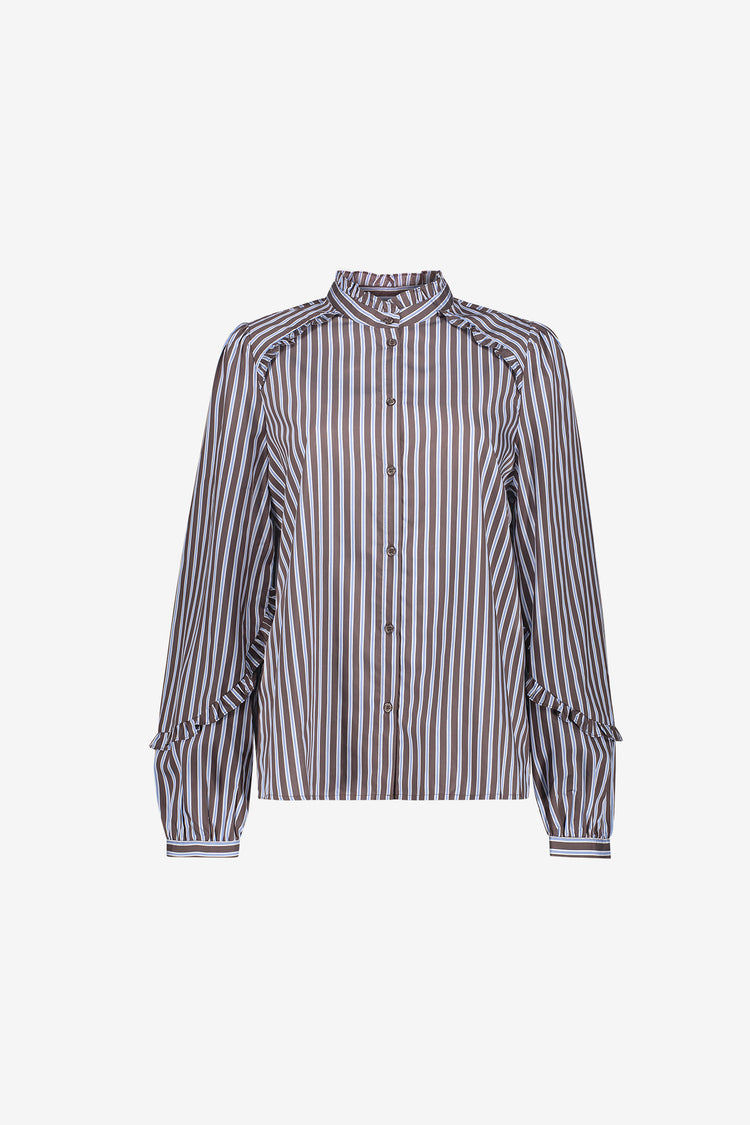 Geisha Damen Bluse mit Streifen und romantischen Rüschendetails