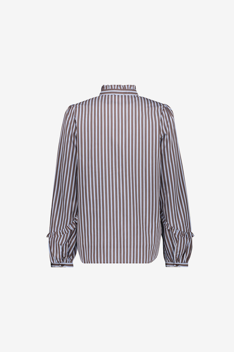 Geisha Damen Bluse mit Streifen und romantischen Rüschendetails
