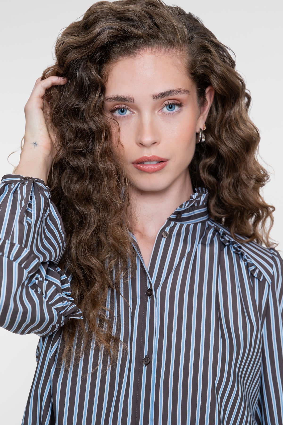 Geisha Damen Bluse mit Streifen und romantischen Rüschendetails