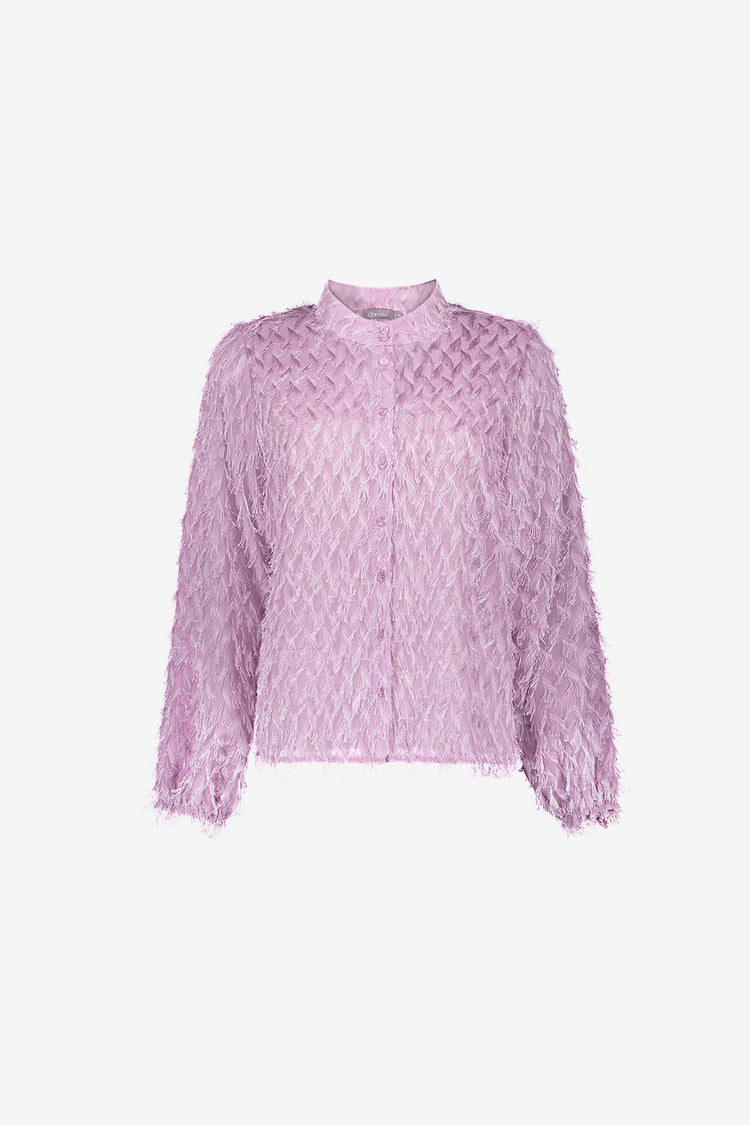 Geisha lilafarbene Bluse mit Fransen