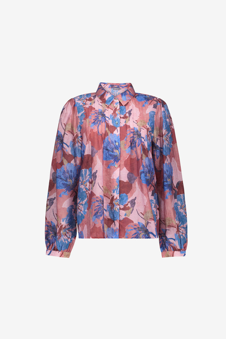 Geisha Damen Bluse mit farbenfrohem Blumenmuster und Faltendetails