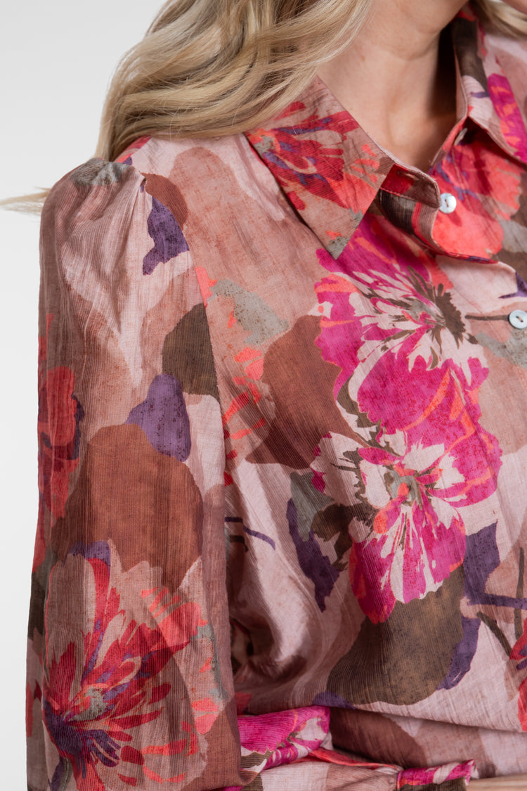 Geisha Damen Bluse mit Blumenprint und Puffärmeln