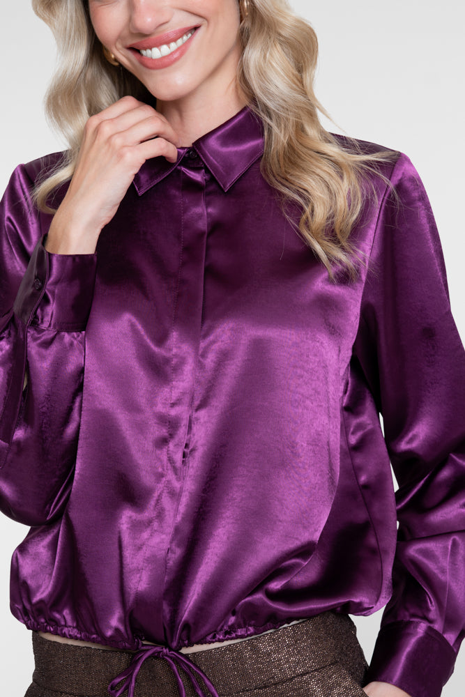 Geisha lilafarbene Bluse in Satinoptik mit Schleifendetail