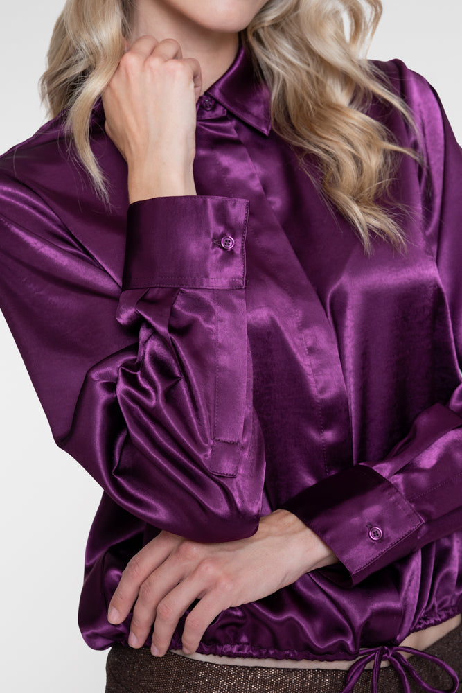 Geisha lilafarbene Bluse in Satinoptik mit Schleifendetail