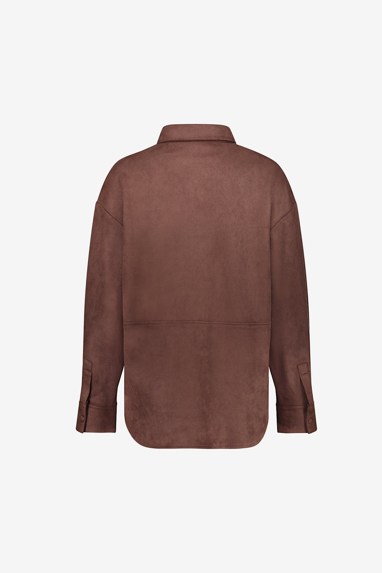 Geisha Damen Overshirt in Velourslederoptik mit Druckknopfverschluss