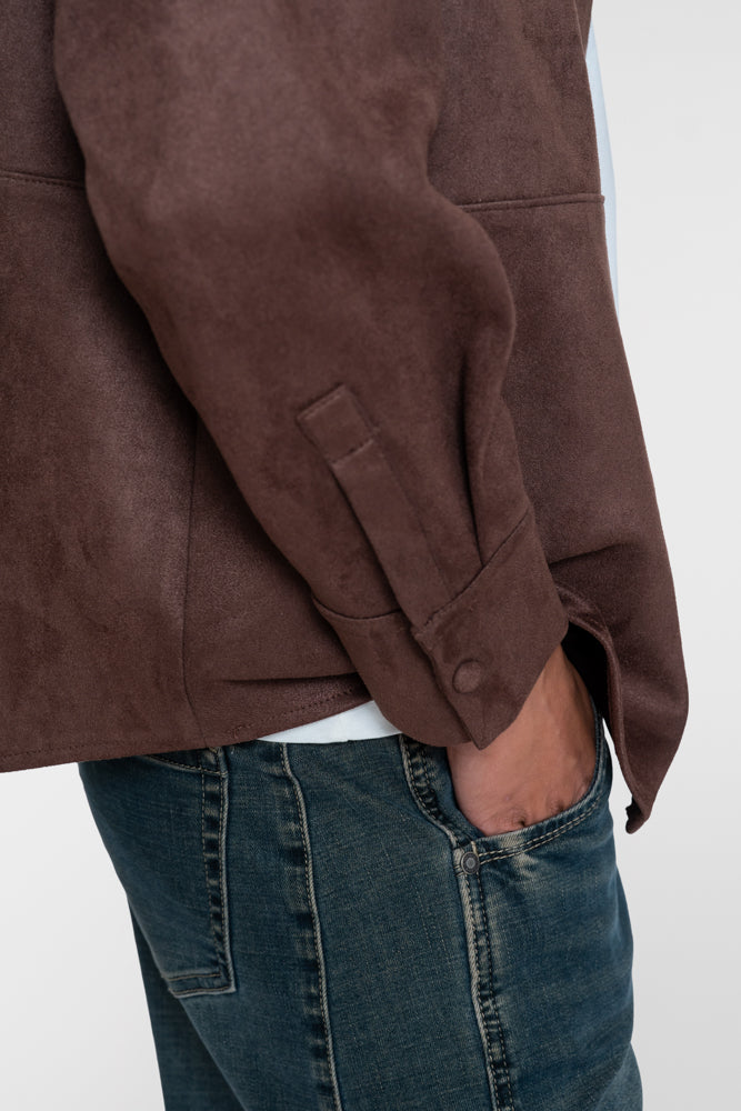 Geisha Damen Overshirt in Velourslederoptik mit Druckknopfverschluss