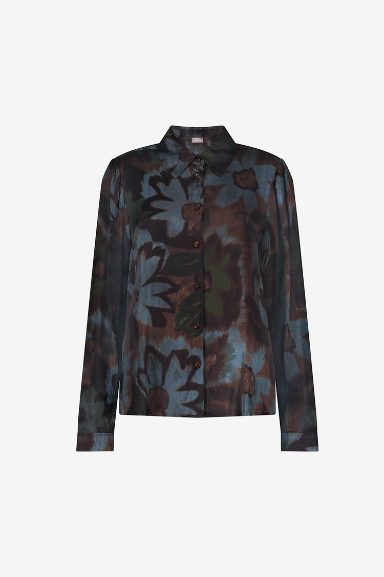 Geisha Damen Bluse mit Blumenprint und Satin-Glanz