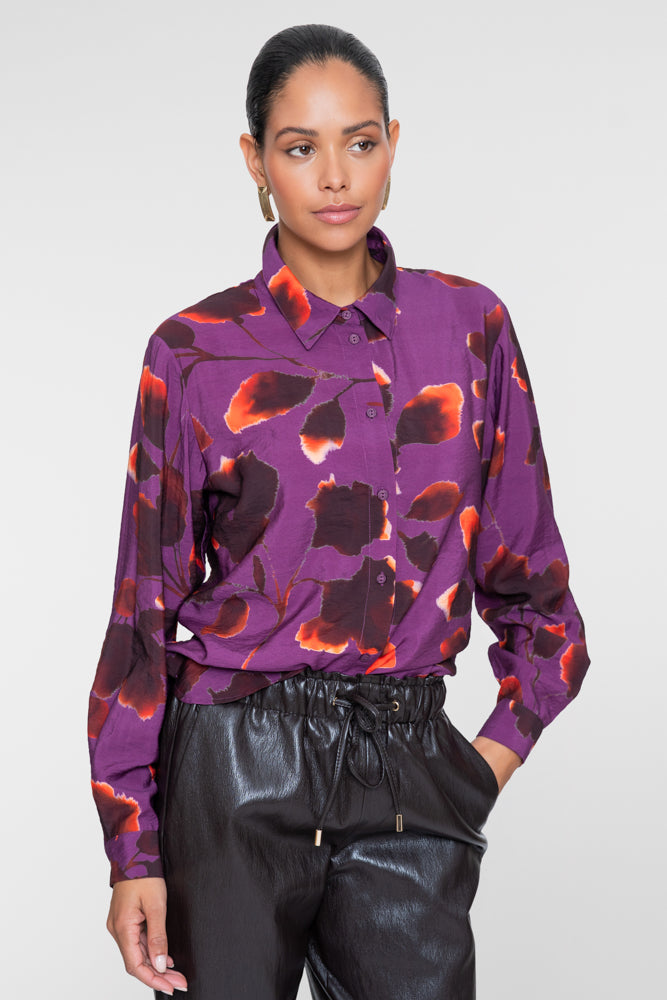 Geisha lilafarbene Bluse mit abstraktem Blumenprint