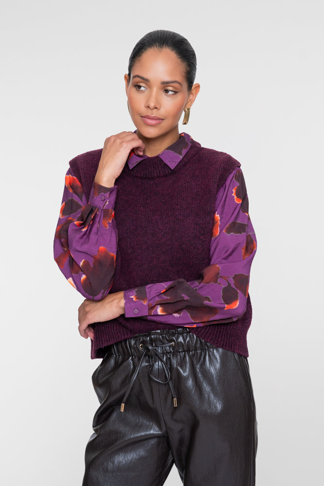 Geisha lilafarbene Bluse mit abstraktem Blumenprint