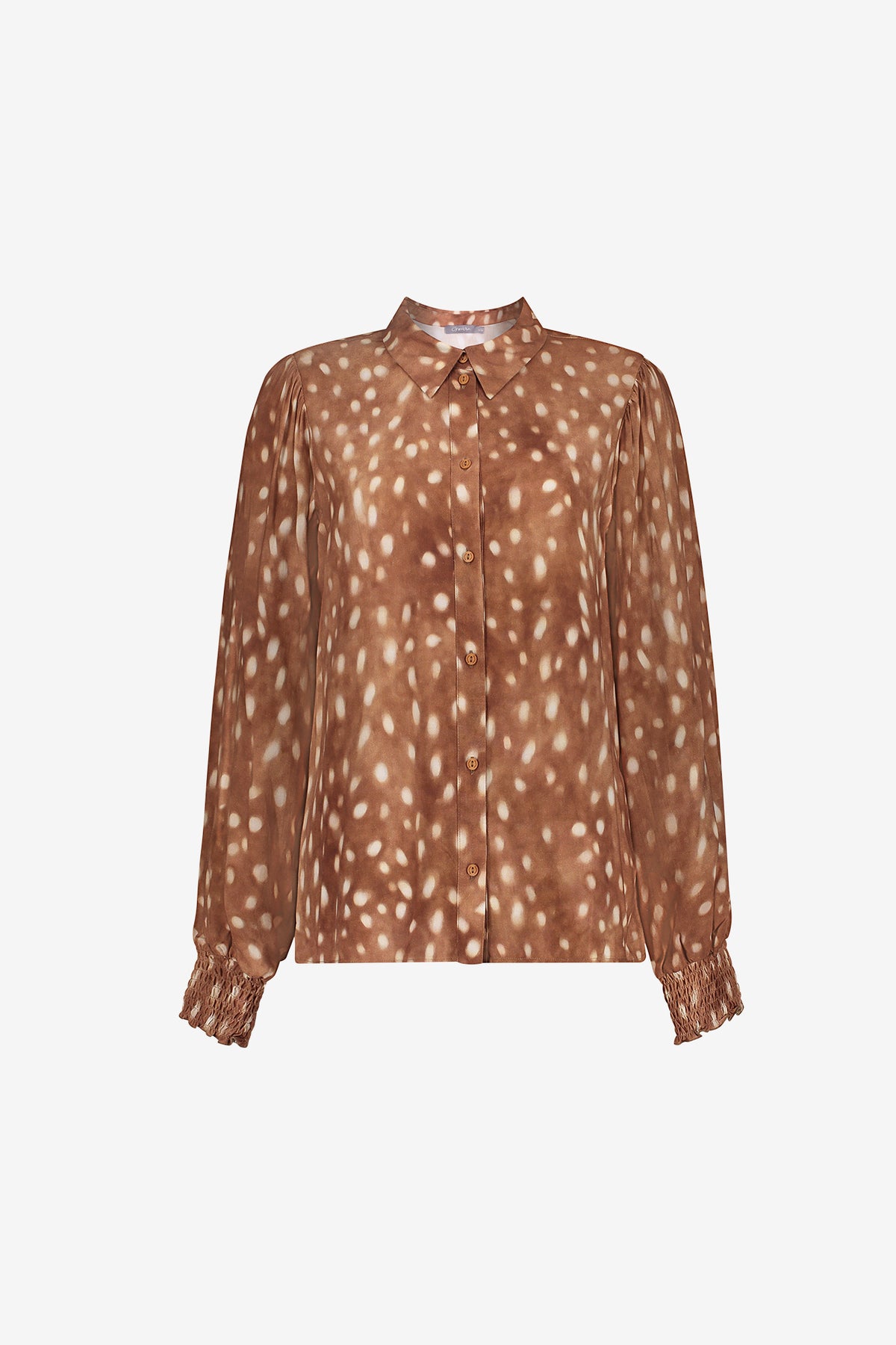 Geisha Damen Bluse mit Bambi-Muster und Smokmanschetten