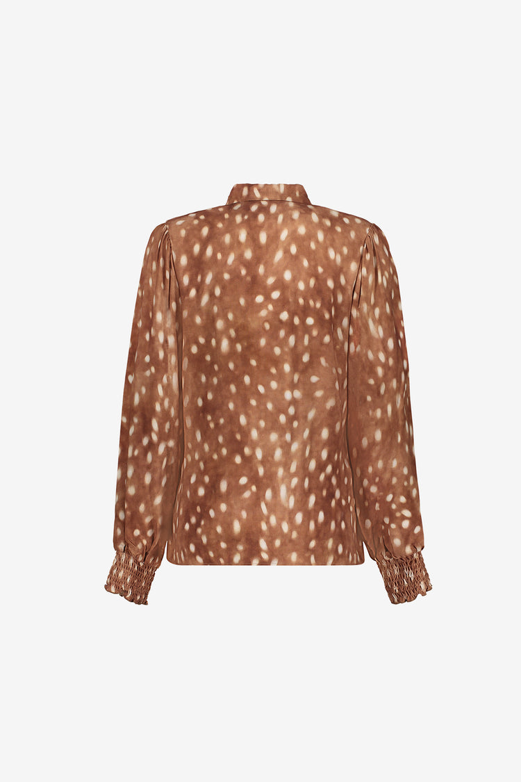 Geisha Damen Bluse mit Bambi-Muster und Smokmanschetten