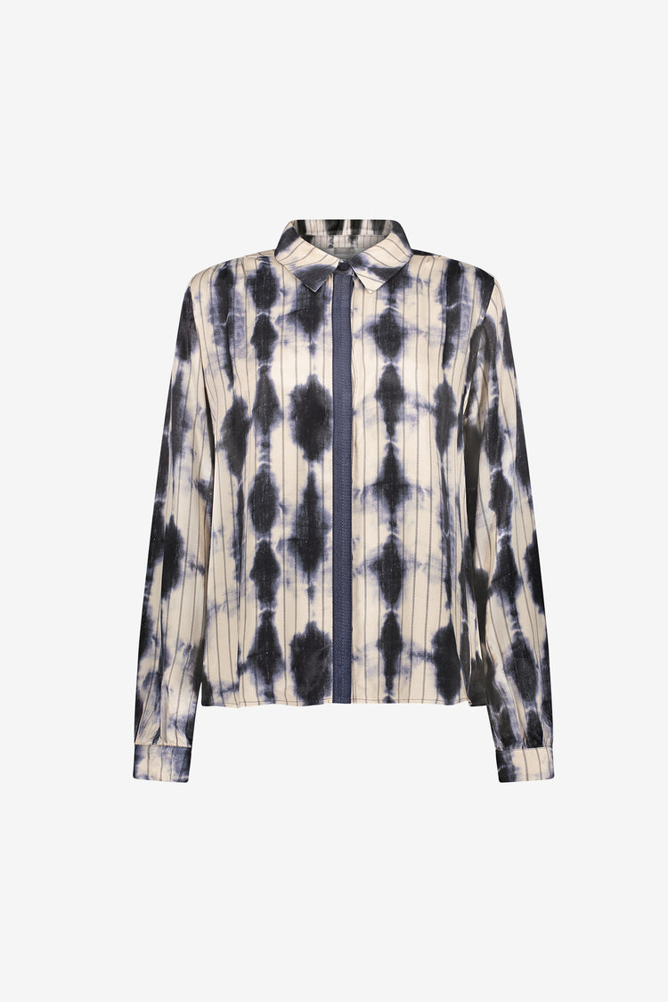 Geisha Damen Bluse mit abstraktem Muster und Kontrastpaspel