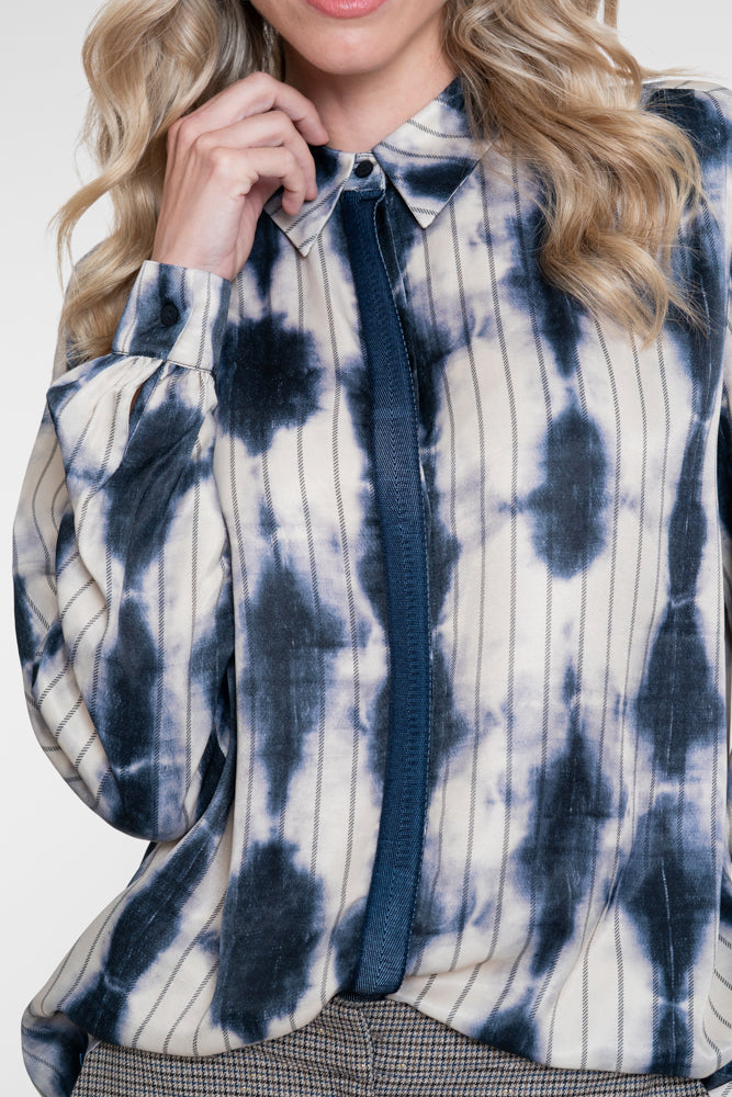 Geisha Damen Bluse mit abstraktem Muster und Kontrastpaspel
