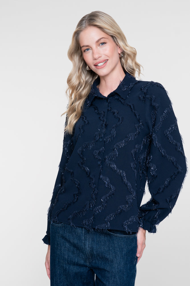 Geisha Damen Bluse mit Fransen und dezentem Glitzer