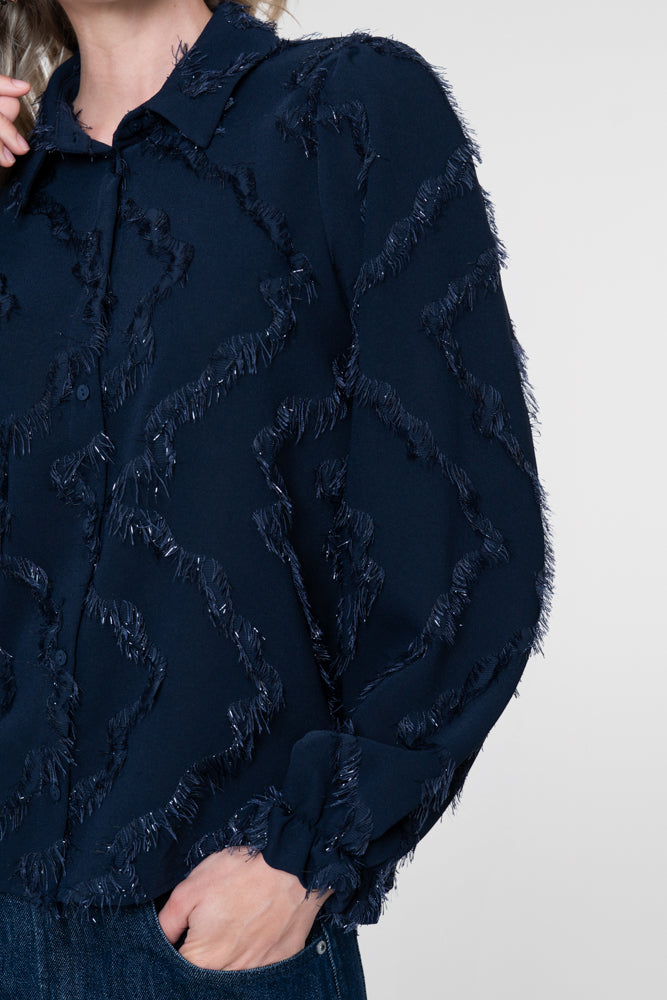 Geisha Damen Bluse mit Fransen und dezentem Glitzer