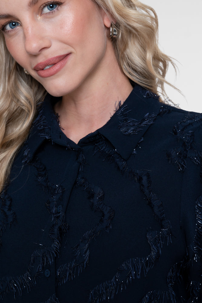 Geisha Damen Bluse mit Fransen und dezentem Glitzer
