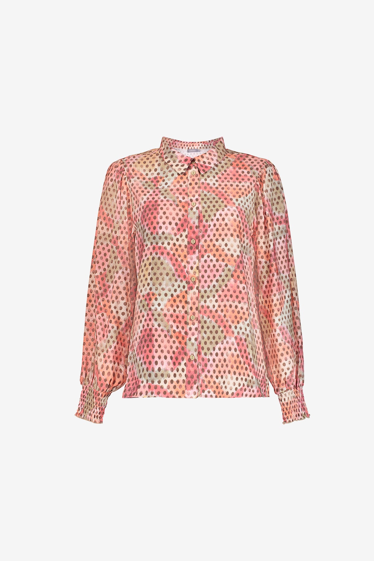 Geisha Damen Bluse mit doppeltem Muster in Rosa und Braun
