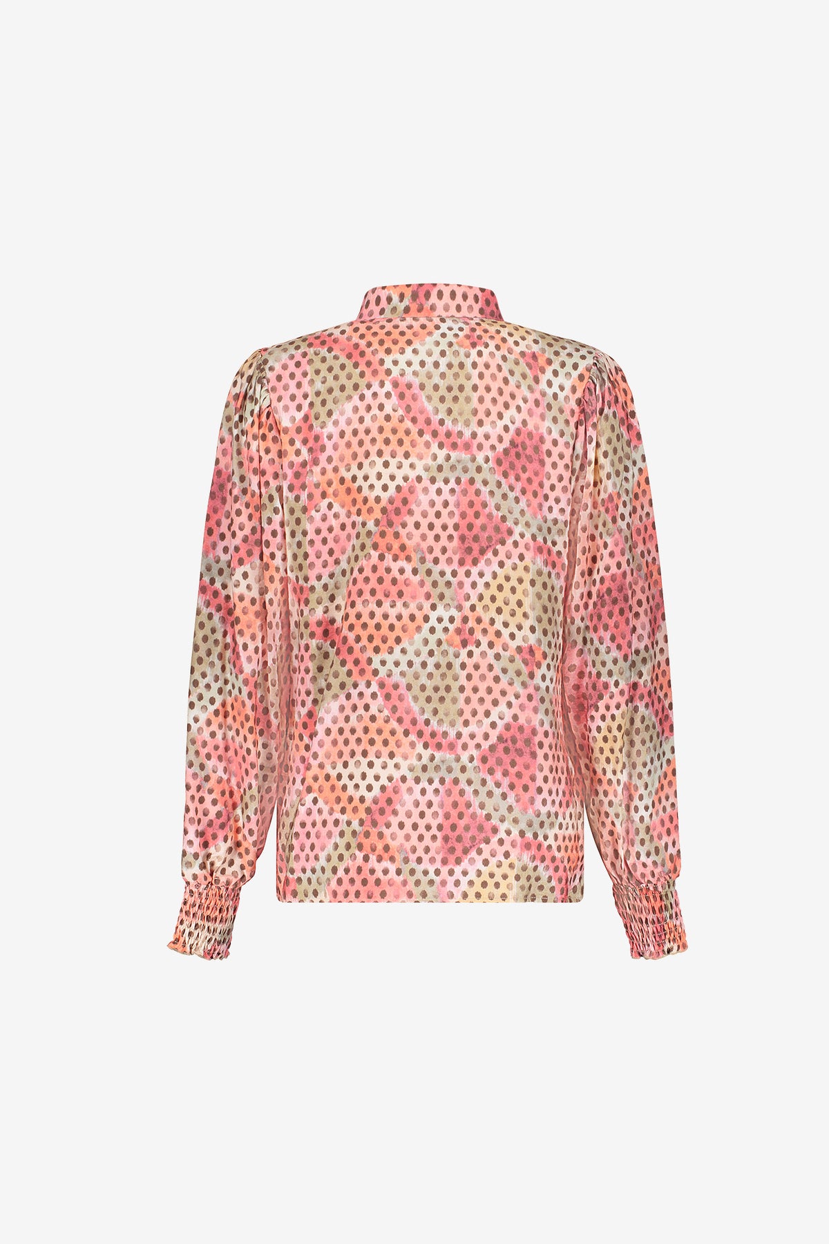 Geisha Damen Bluse mit doppeltem Muster in Rosa und Braun