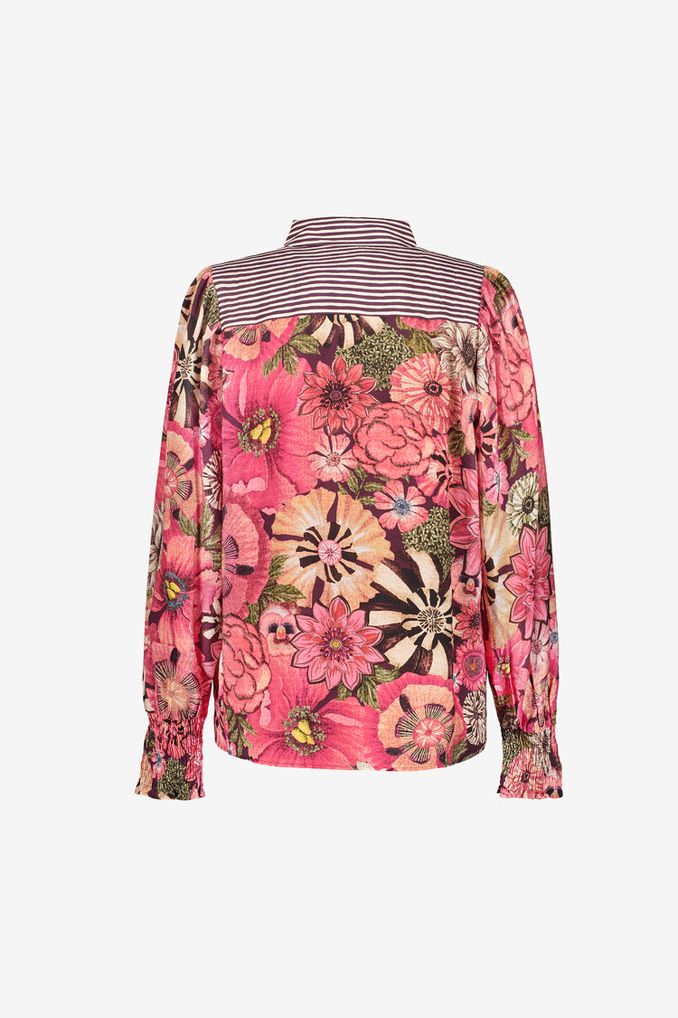Geisha Damen Bluse mit Blumenmuster und kontrastierenden Details