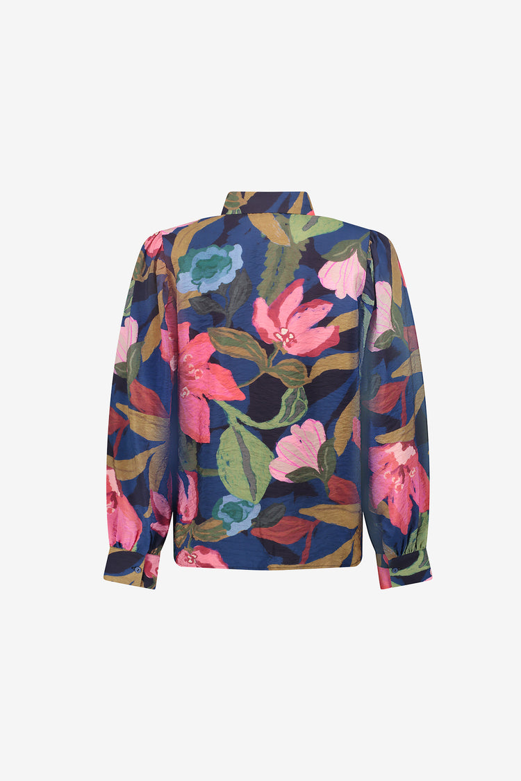 Geisha Damen Farbenfrohe Bluse mit Blumenprint und voluminösen Ärmeln