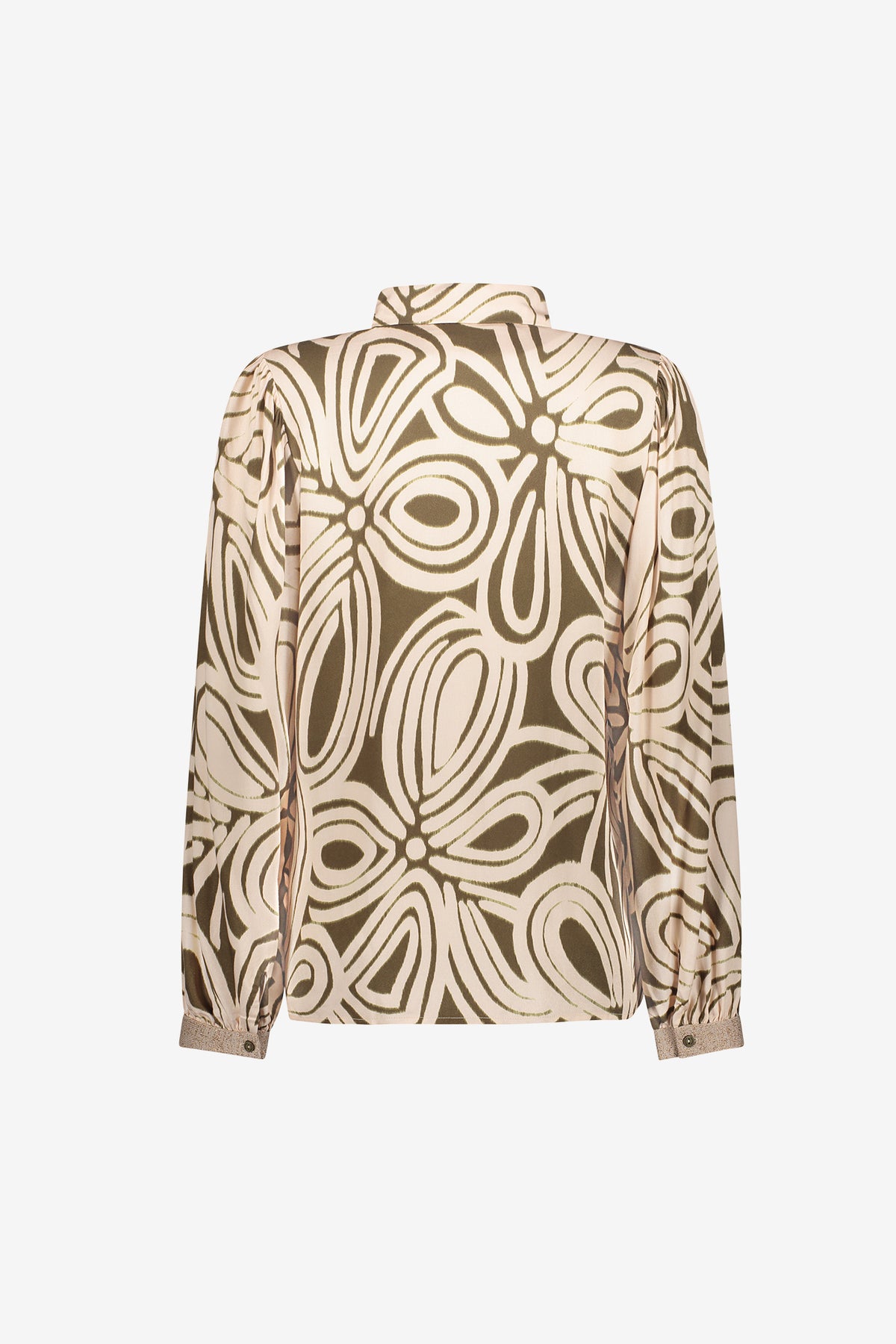 Geisha Damen Bluse mit grafischem Print in Moosgrün und Sand