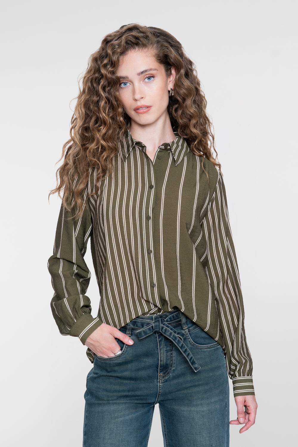 Geisha Damen Viskosebluse mit Streifenmuster und verspielter Linienführung